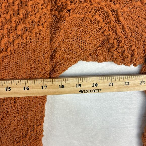 Anthropologie Knitted & Knotted Crochet Cardigan Sweater Womens M Burnt Orange - Picture 7 of 10